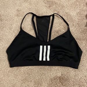 Adidas Black Sports Bra with White Stripes